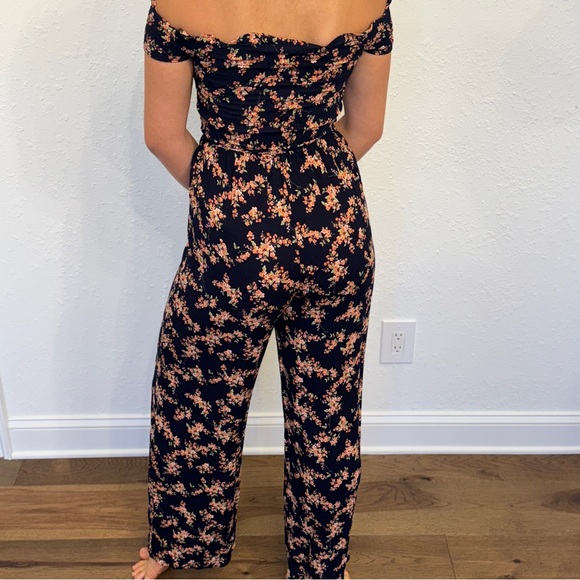 Blue Jumpsuit with Small Floral Design XS - Picture 4 of 4